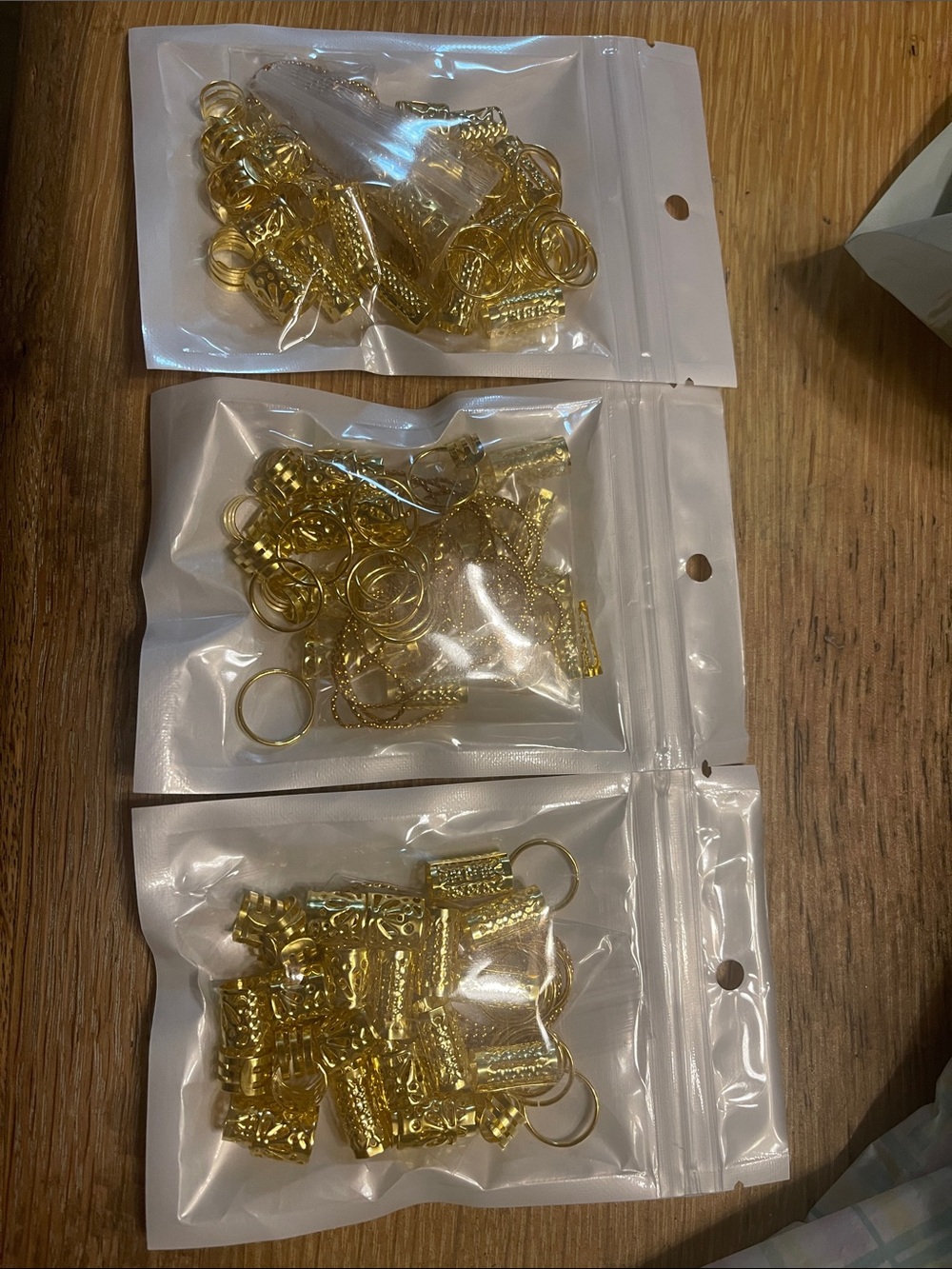 Gold-Colored Hair Design for Dreadlocks, curls Set - 3 Packs